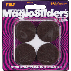 Magic Sliders 1-1/2 In. Round Brown Self-Adhesive Heavy-Duty Pad (16-Pack) 61714
