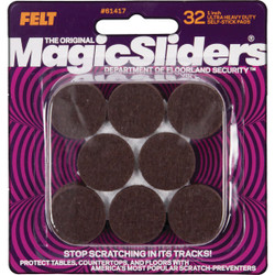 Magic Sliders 1 In. Round Brown Self-Adhesive Ultra Heavy-Duty Pad (32-Pack)