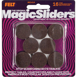Magic Sliders 1 In. Round Brown Ultra Heavy Duty Self-Stick Pad (16-Pack) 61414