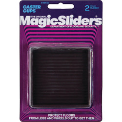 Magic Sliders 3 In. Square Rubber Non-Skid Furniture Leg Cup (2-Pack) 39620