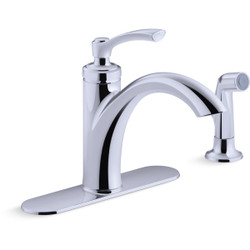 Kohler Linwood 1-Handle Lever Kitchen Faucet with Side Spray, Chrome R29669-CP