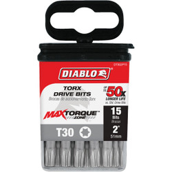 Diablo T30 TORX 2 In. Power Impact Screwdriver Bit (15-Pack) DT302P15