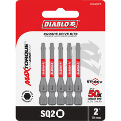 Diablo #2 Square Recess 2 In. Power Impact Screwdriver Bit (5-Pack) DSQ22P5