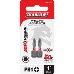 Diablo #1 Phillips 1 In. Insert Impact Screwdriver Bit (2-Pack) DPH11P2
