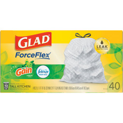 Glad Febreze 13 Gal. Fresh LeakGuard Tall Kitchen White Trash Bag (40-Count)