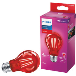 Philips Red A19 Medium 4W Indoor/Outdoor LED Decorative Party Light Bulb 568832
