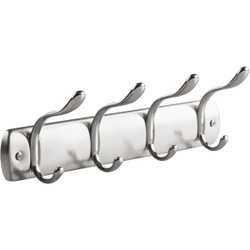 iDesign Bruschia Brushed Nickel 4-Hook Rack 31540