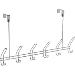 iDesign Classico Over-The-Door Chrome 6-Hook Rail 44002