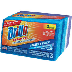 Brillo Estracell No Scratch Kitchen & Bath Scrub Sponge (3 Count) 21035