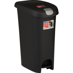 Hefty 12 Gal. Black Lid Lock Step-On Wastebasket HFT-2258075450-4