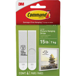 Command 15 Lb White Picture Hanging Strips, 4 Pairs