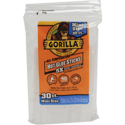 Gorilla 4 In. Mini Clear Hot Melt Glue (30-Pack) 3023003