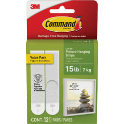 Command 15 lb White Picture Hanging Strips Value Pack, 12 Pairs 17206-12ES