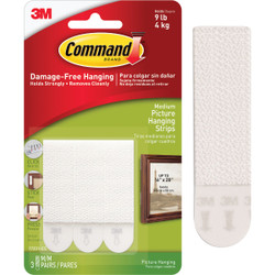 Command Medium Picture Hanging Strips, White, 3 Sets of Strips 17201ES-6PK