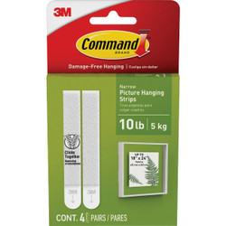 Command 10 lb Narrow White Picture Hanging Strips, 4 Pairs 17207-ES