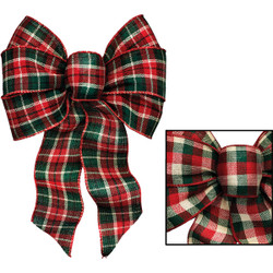 Holiday Trims Red/Green Plaid Bow 6126 Pack of 12