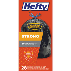 Hefty Strong 30 Gal. Large Black Trash Bag (28-Count) E86735