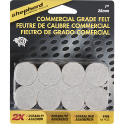Shepherd 1 In. Beige Self-Adhesive Commercial Grade Felt Pads (48-Count) 6708