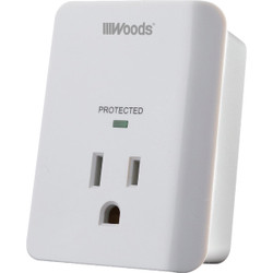 Woods 1-Outlet 15A White Surge Tap Appliance Alarm 41008