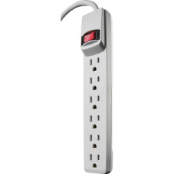 Woods Plastic 6-Outlet White Power Strip with 4 Ft. Cord 41367