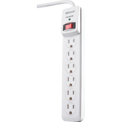 Woods 6-Outlet 900J White Plastic Surge Protector Strip with 3 Ft. Cord 41497