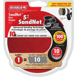 Diablo SandNet 5 In. 100 Grit Sanding Disc with Connection Pad (10-Pack)