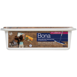Bona 5 In. W. x 17 In. L. Wet Hardwood Floor Cleaning Pads (12-Pack) AX0003506