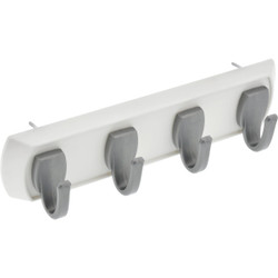 Hillman High and Mighty 5 Lb. Capacity White Key Rail with Silver Hooks 515305