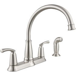 Moen Bexley Dual Handle Lever Kitchen Faucet with Side Spray, Stainless 87403SRS