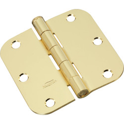3-1/2 In. x 5/8 In. Radius Polished Brass Door Hinge (3-Pack) N830322