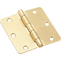 National 3-1/2 In. x 1/4 In. Radius Satin Brass Door Hinge (3-Pack) N830333