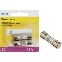 Bussmann 15A Midget Cartridge Time Delay Cartridge Fuse (2-Pack) BP/SC-15