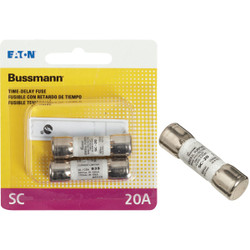 Bussmann 20A Midget Cartridge Time Delay Cartridge Fuse (2-Pack) BP/SC-20