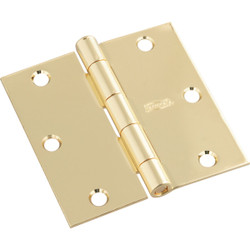 National 3-1/2 In. Square Polished Brass Door Hinge