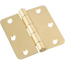 National 3 In. x 1/4 In. Radius Satin Brass Door Hinge N830229