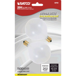 Satco 25w Wht G16.5 Globe Bulb S3753