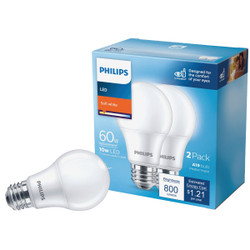 Philips 60W Equivalent Soft White A19 Medium LED Light Bulb (2-Pack) 565440