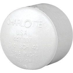 Charlotte Pipe 3/4 In. Schedule 40 Pressure Slip PVC Cap PVC 02116  0800HA
