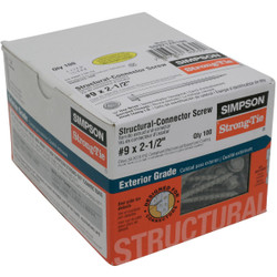 Simpson Strong-Drive #9 2-1/2 In. Hex Structure Screw (100 Ct.) SD9212R100-R