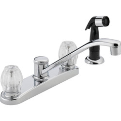 Peerless 2-Handle Knob Kitchen Faucet with Black Side Spray, Chrome P225LF