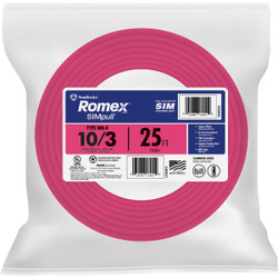 Romex 25 Ft. 10/3 Solid Pink NMW/G Electrical Wire 63948521