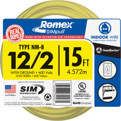 Romex 15 Ft. 12/2 Solid Yellow NMW/G Electrical Wire 28828226