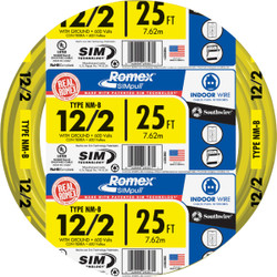 Romex 25 Ft. 12/2 Solid Yellow NMW/G Electrical Wire 28828221