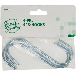 Smart Savers 4 In. Zinc Open S Hook (4-Pack) 227427 Pack of 12