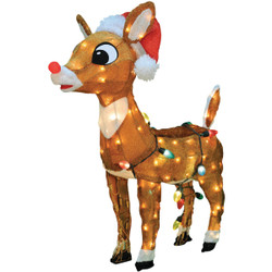 Rudolph 24 In. LED 3D  Rudolph with Santa Hat Holiday Yard Art 60552_LED