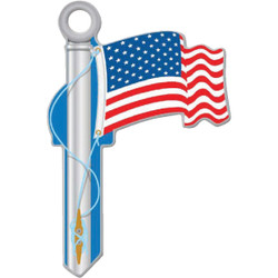 Lucky Line American Flag Design Decorative House Key, KW11  B101K Pack of 5