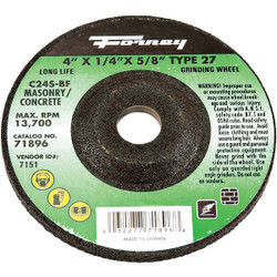 Forney Type 27 4 In. 1x /4 In. x 5/8 In. Masonry Grinding Cut-Off Wheel 71896