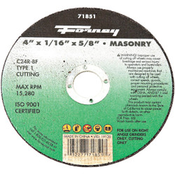Forney Type 1 4 In. x 1/16 In. x 5/8 In. Masonry Cut-Off Wheel 71851