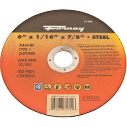 Forney Type 1 6 In. x 1/16 In. x 7/8 In. Steel Cut-Off Wheel 71791