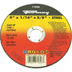 Forney Type 1 4 In. x 1/16 In. x 5/8 In. Steel Cut-Off Wheel 71846